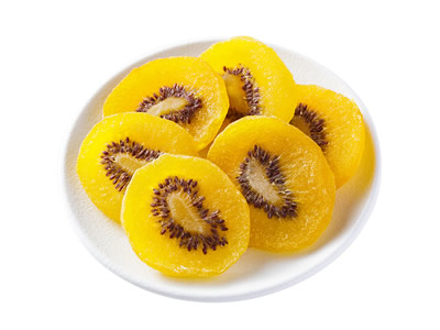 Dried kiwi slices yellow color added